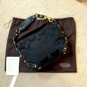 Coach Carly Black Canvas Hobo